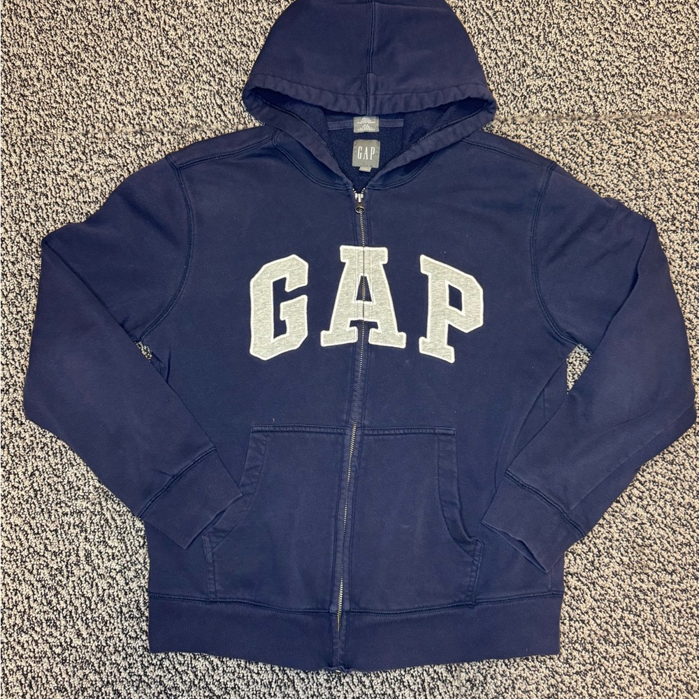 GAP Blue Zip-Up Hoodie Sweatshirt with Logo
